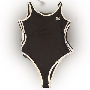NWOT Womens Adidas Classic Blk and White body suit with snap closure- slimming❤️